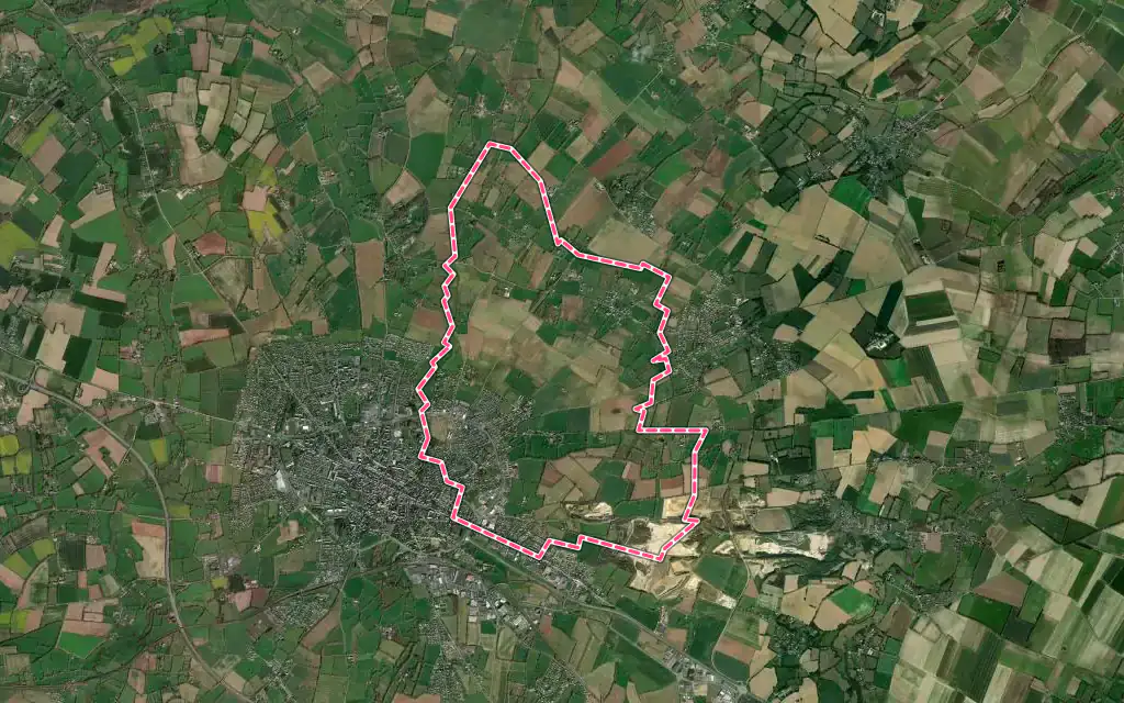 Vue satellite de Saint-Vigor-le-Grand avec ses contours administratifs