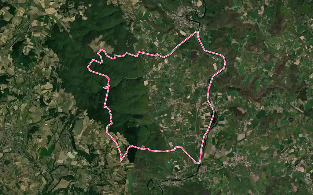 Vue satellite de Saint-Vincent avec ses contours administratifs