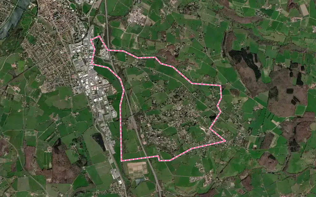 Vue satellite de Saint-Vincent-de-Boisset avec ses contours administratifs