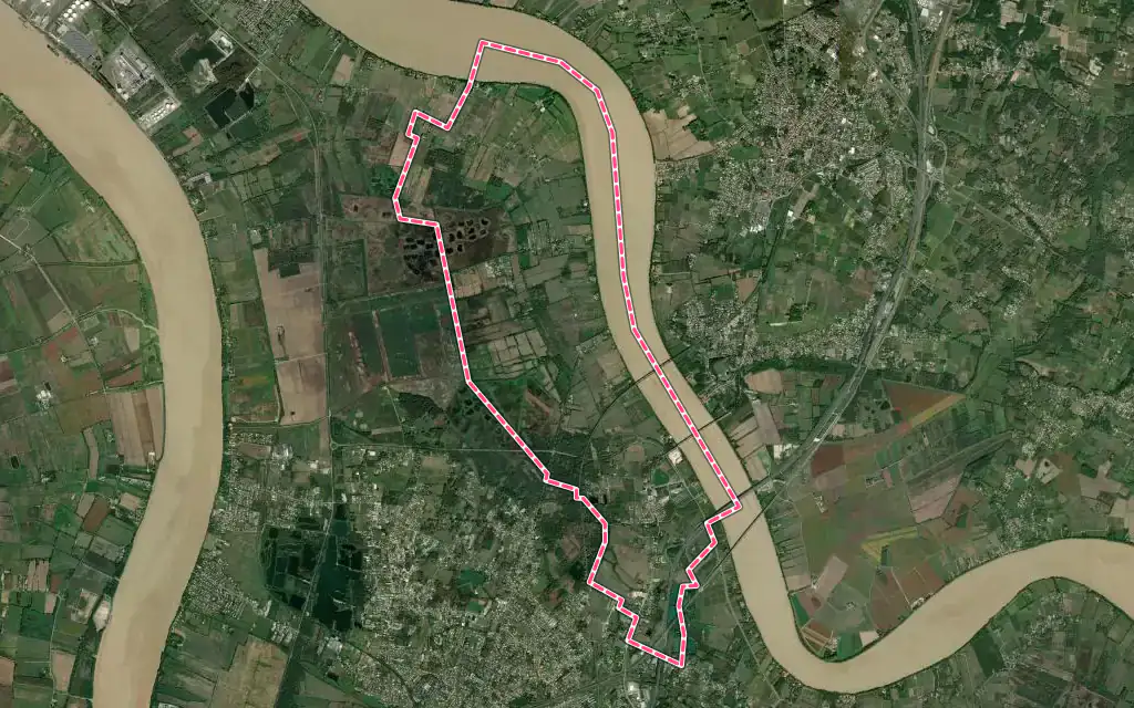 Vue satellite de Saint-Vincent-de-Paul avec ses contours administratifs