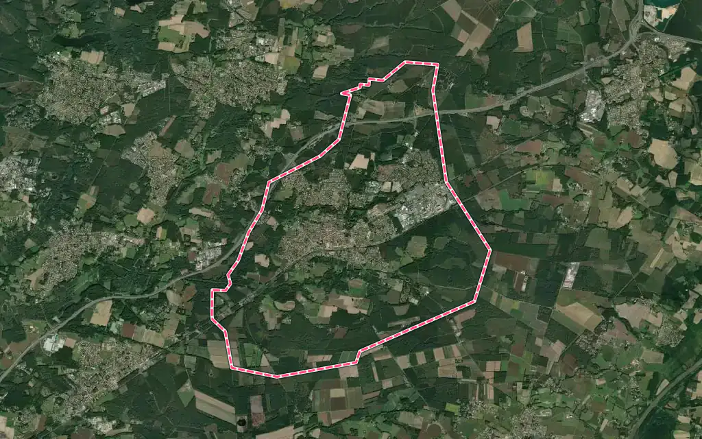 Vue satellite de Saint-Vincent-de-Tyrosse avec ses contours administratifs