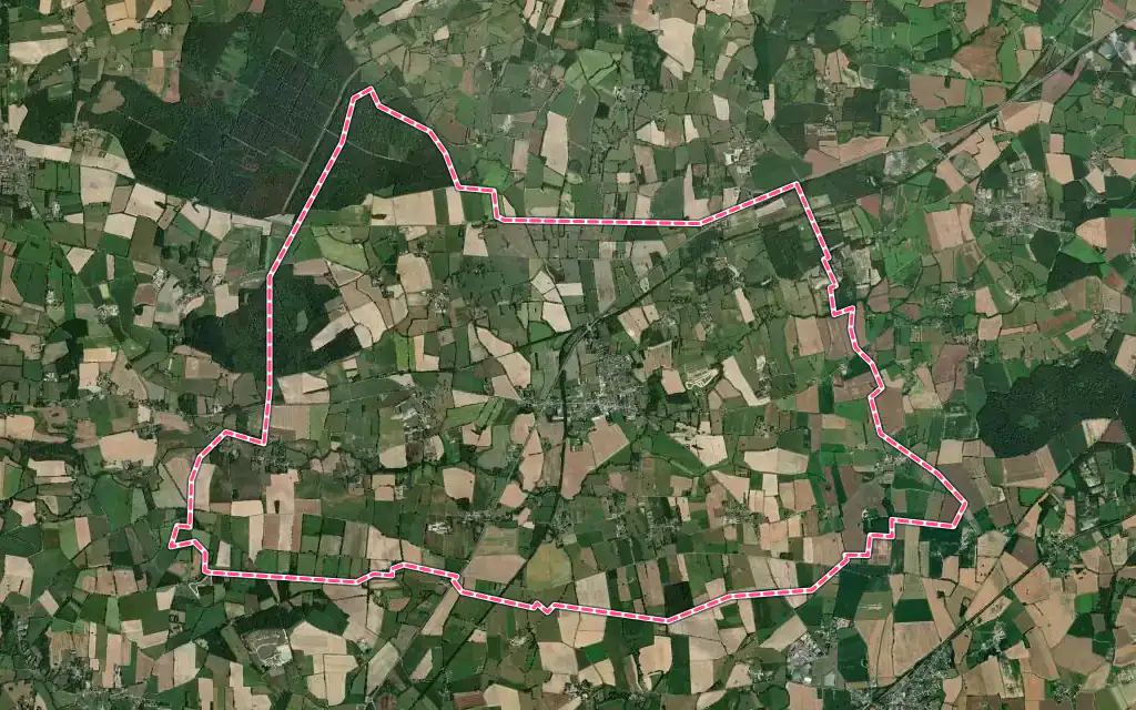 Vue satellite de Saint-Vincent-des-Landes avec ses contours administratifs