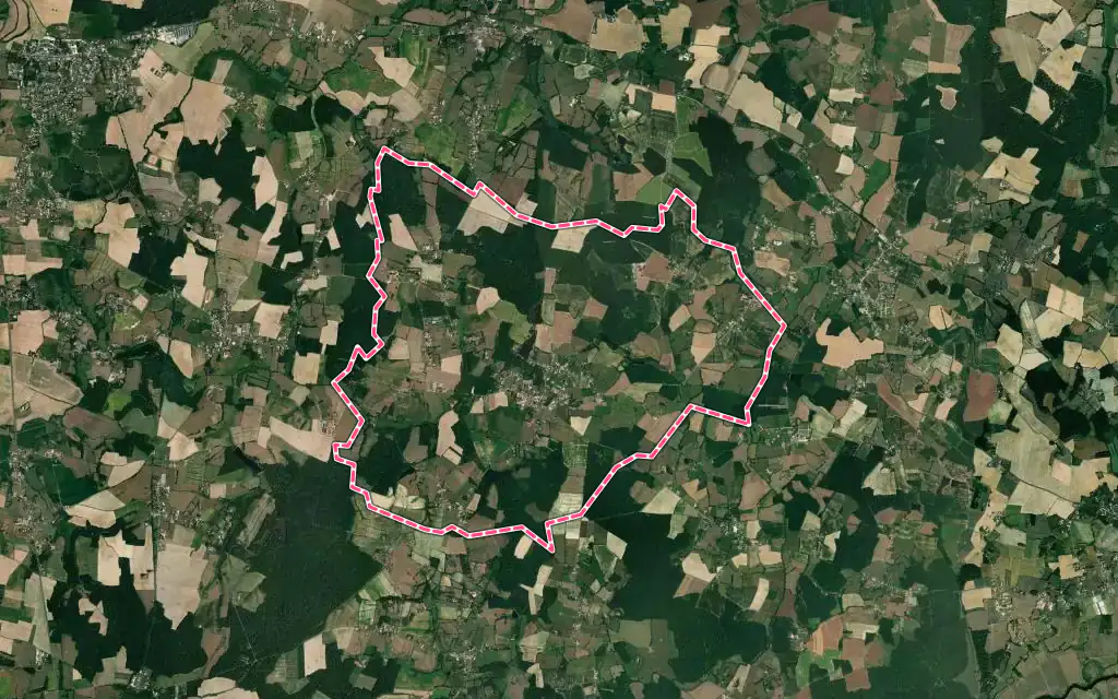 Vue satellite de Saint-Vincent-en-Bresse avec ses contours administratifs