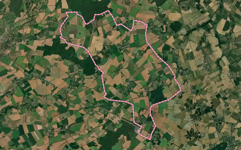 Vue satellite de Saint-Vincent-la-Châtre avec ses contours administratifs
