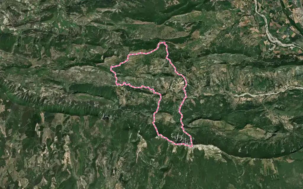 Vue satellite de Saint-Vincent-sur-Jabron avec ses contours administratifs