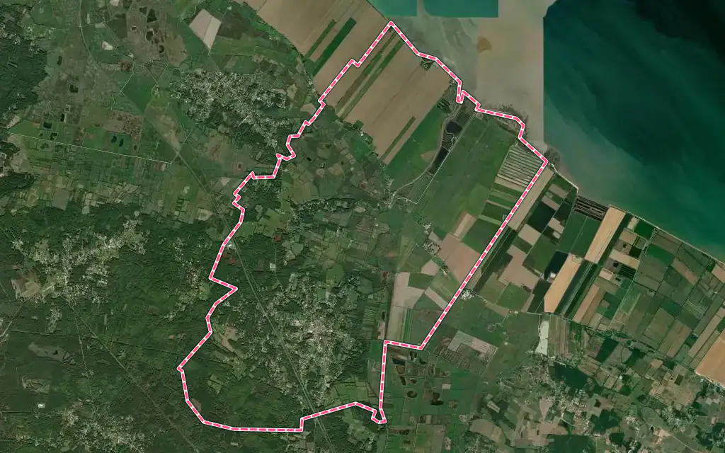 Vue satellite de Saint-Vivien-de-Médoc avec ses contours administratifs