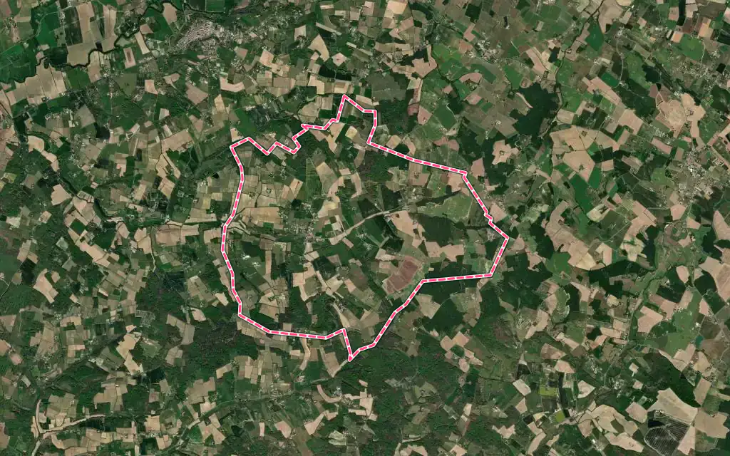 Vue satellite de Saint-Vivien-de-Monségur avec ses contours administratifs