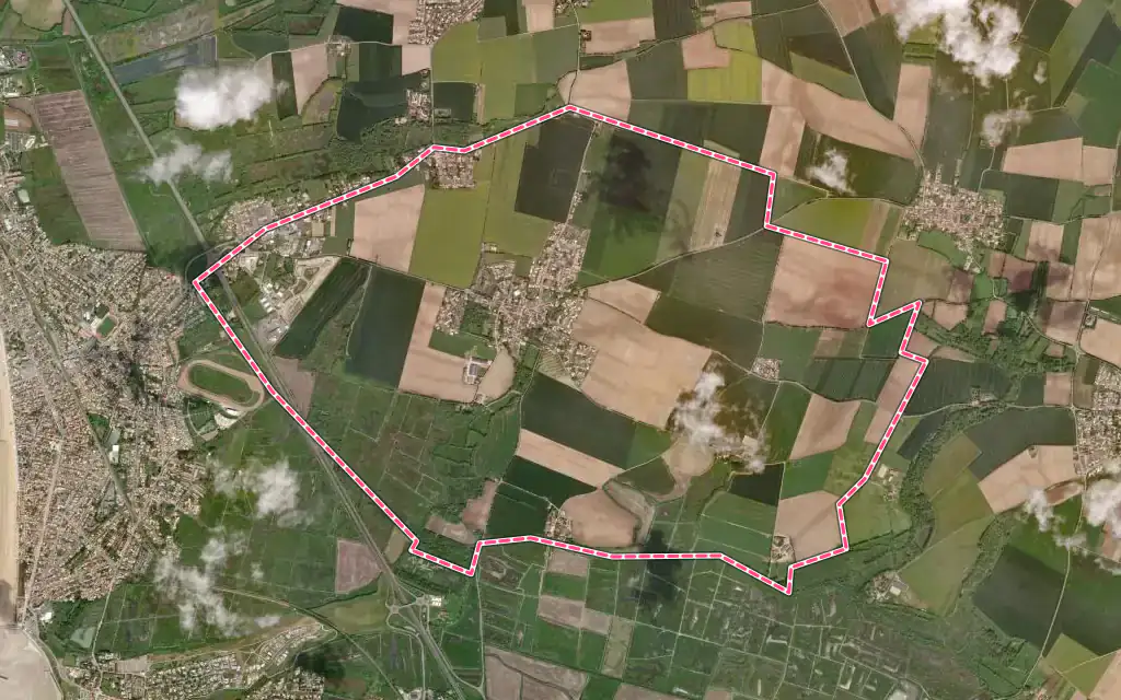 Vue satellite de Saint-Vivien avec ses contours administratifs