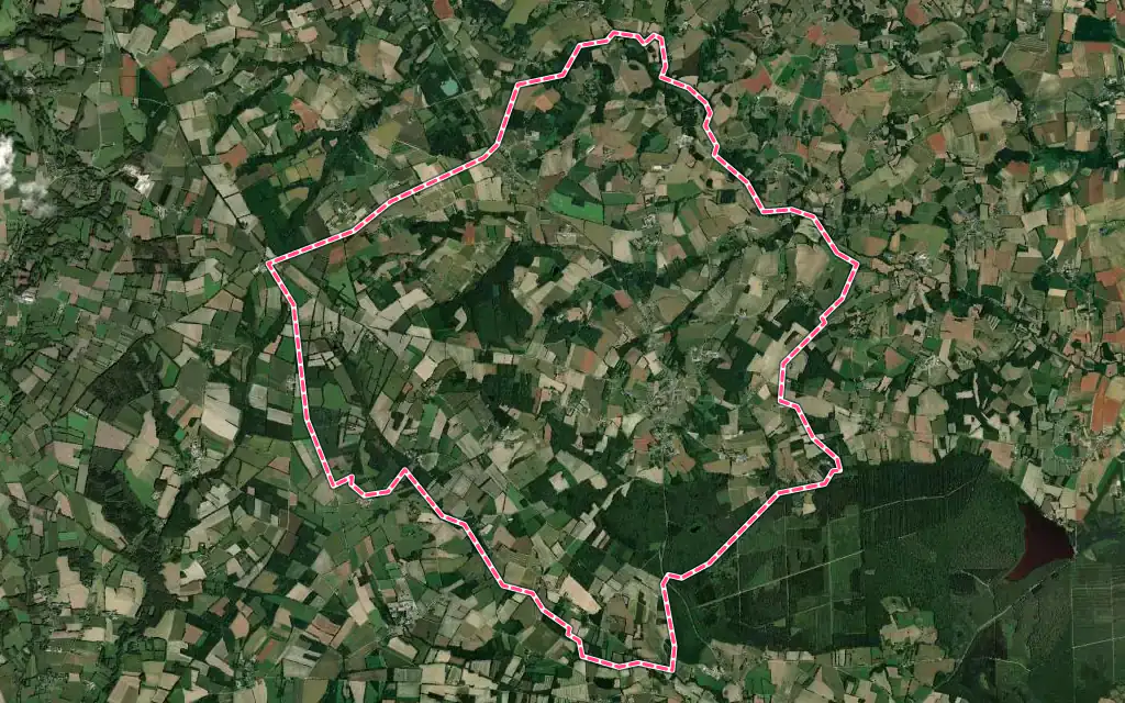 Vue satellite de Saint-Vran avec ses contours administratifs