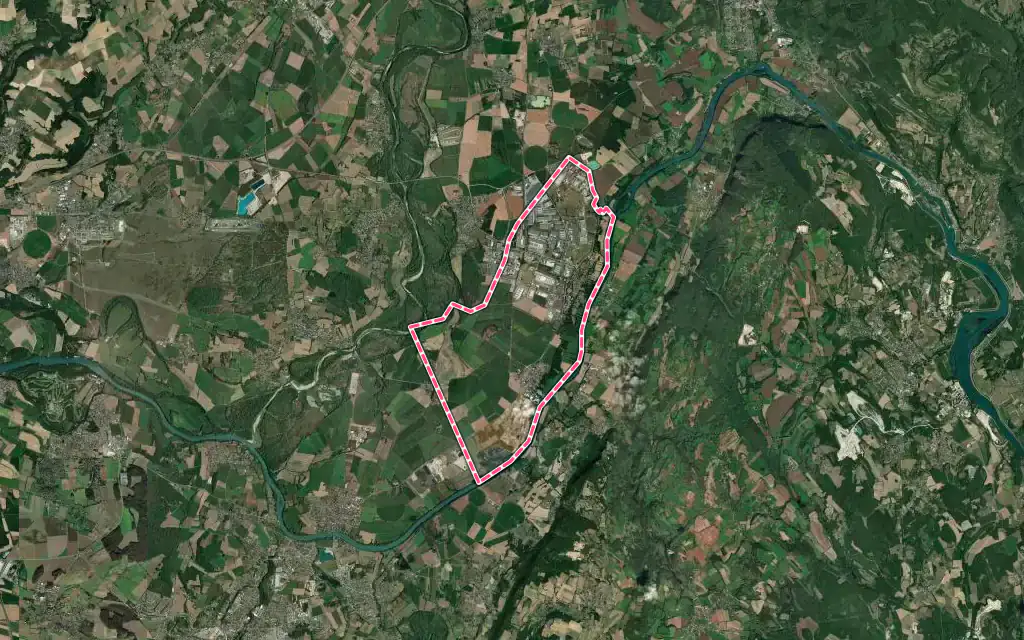 Vue satellite de Saint-Vulbas avec ses contours administratifs
