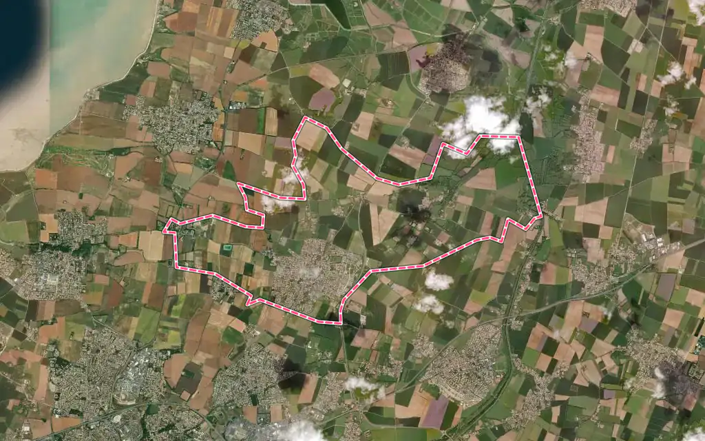 Vue satellite de Saint-Xandre avec ses contours administratifs