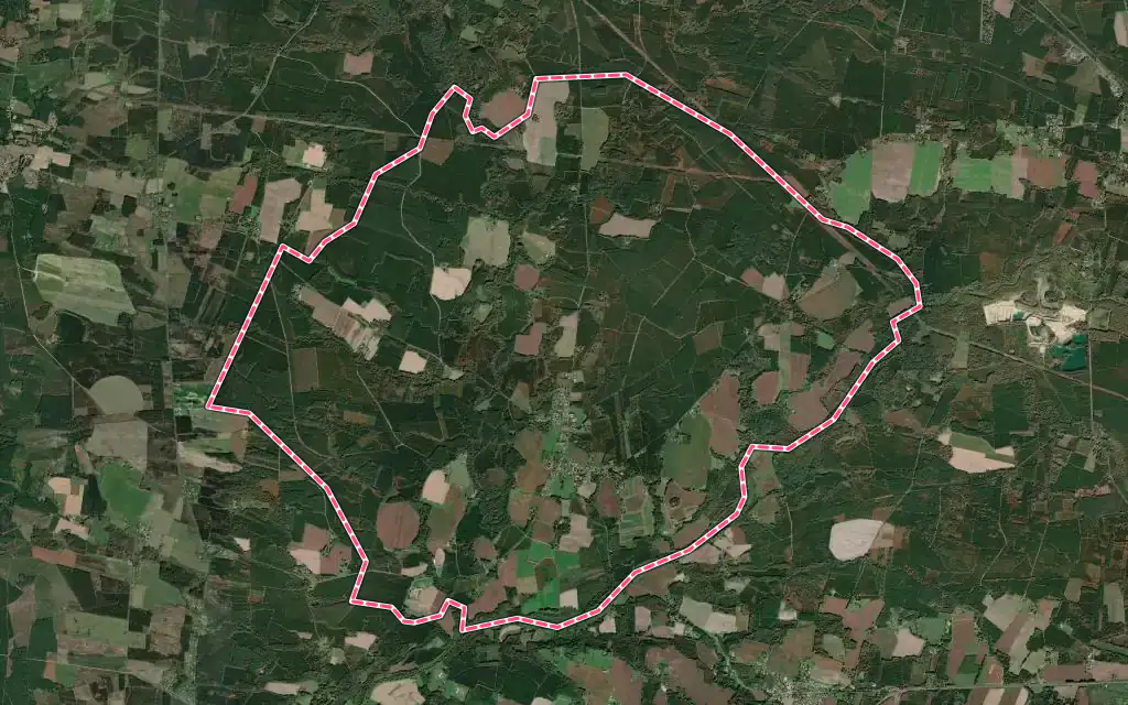Vue satellite de Saint-Yaguen avec ses contours administratifs