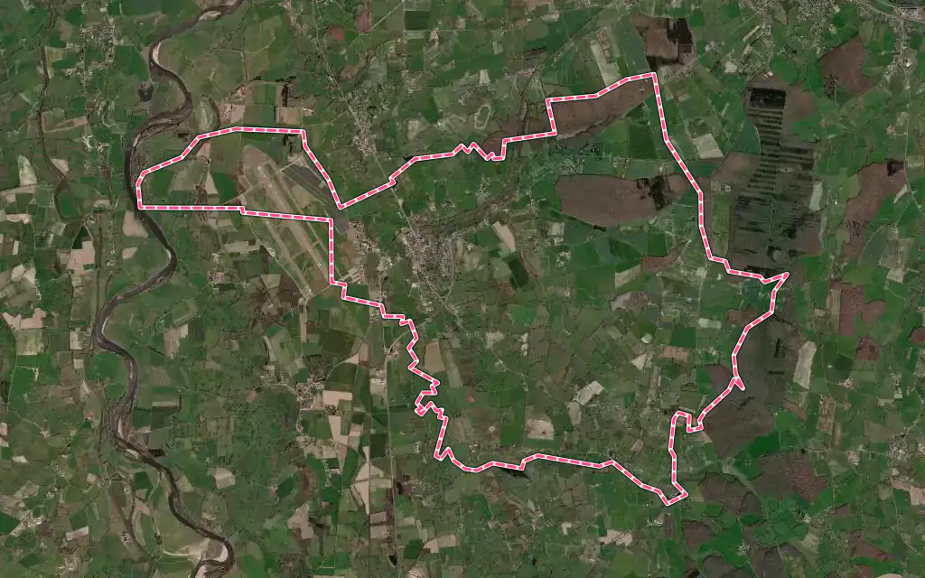 Vue satellite de Saint-Yan avec ses contours administratifs