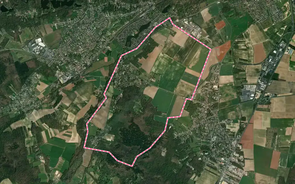 Vue satellite de Saint-Yon avec ses contours administratifs