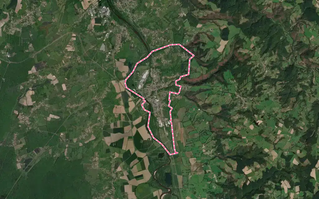 Vue satellite de Saint-Yorre avec ses contours administratifs