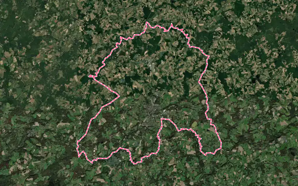 Vue satellite de Saint-Yrieix-la-Perche avec ses contours administratifs