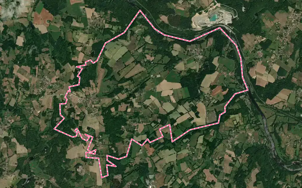 Vue satellite de Saint-Yrieix-sous-Aixe avec ses contours administratifs