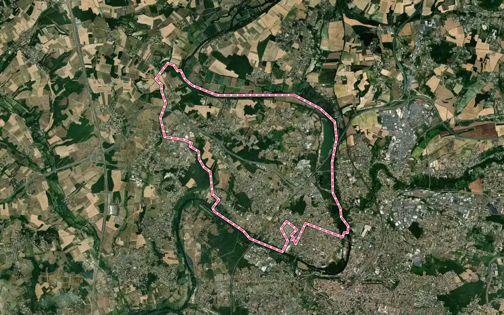 Vue satellite de Saint-Yrieix-sur-Charente avec ses contours administratifs