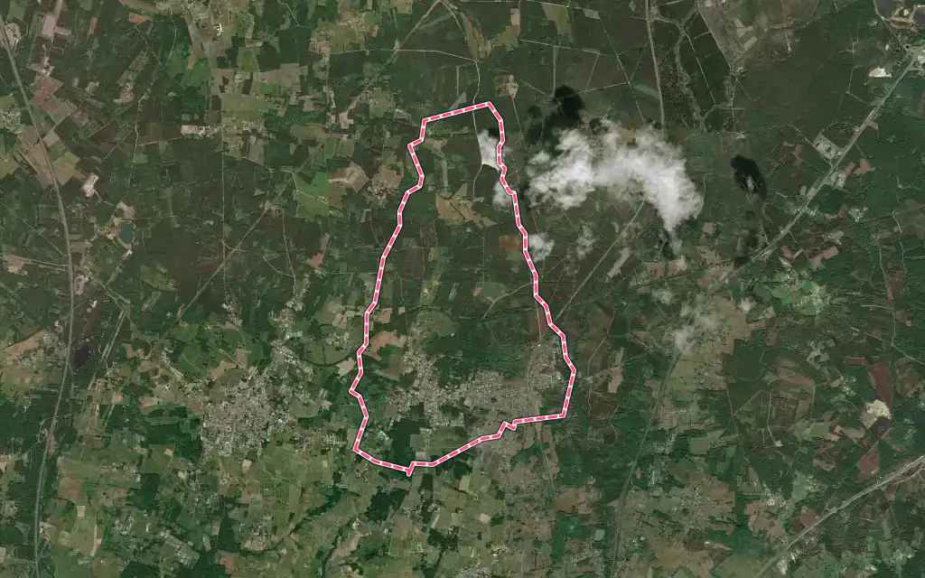 Vue satellite de Saint-Yzan-de-Soudiac avec ses contours administratifs