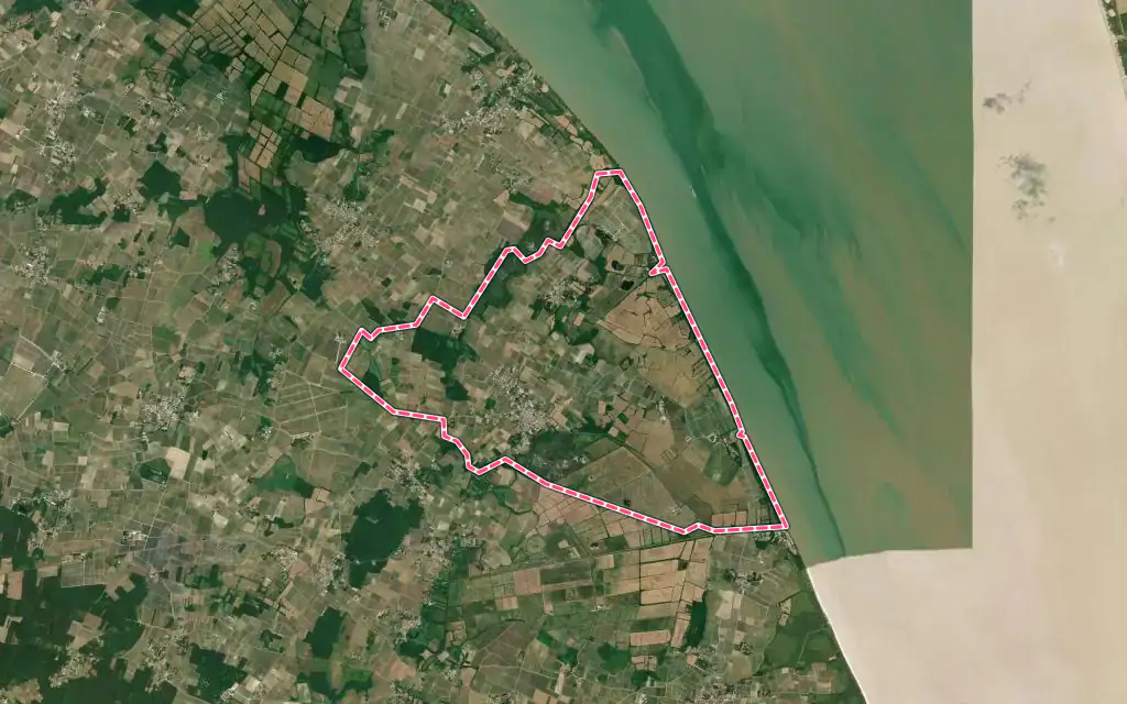 Vue satellite de Saint-Yzans-de-Médoc avec ses contours administratifs
