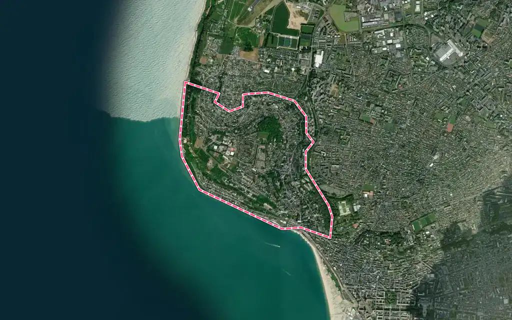 Vue satellite de Sainte-Adresse avec ses contours administratifs