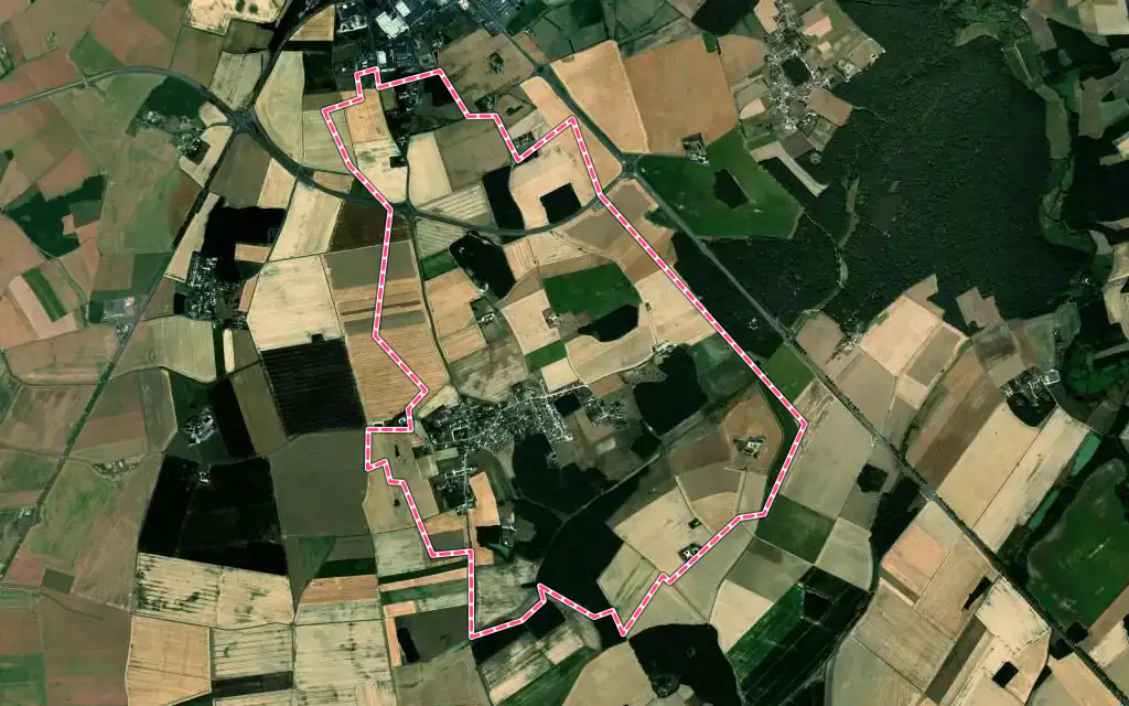 Vue satellite de Sainte-Anne avec ses contours administratifs