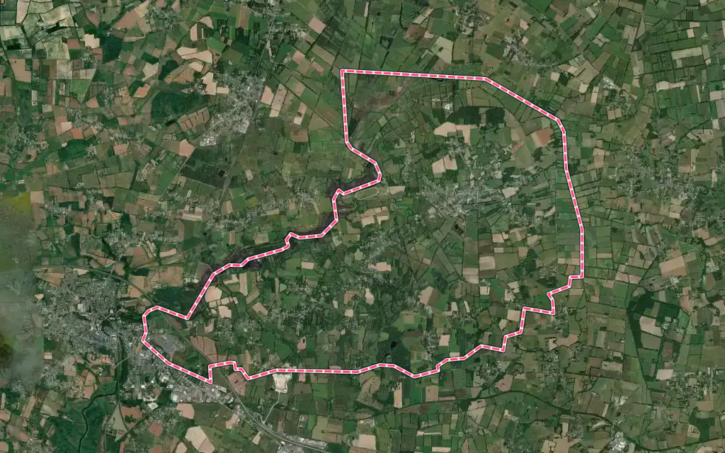 Vue satellite de Sainte-Anne-sur-Brivet avec ses contours administratifs