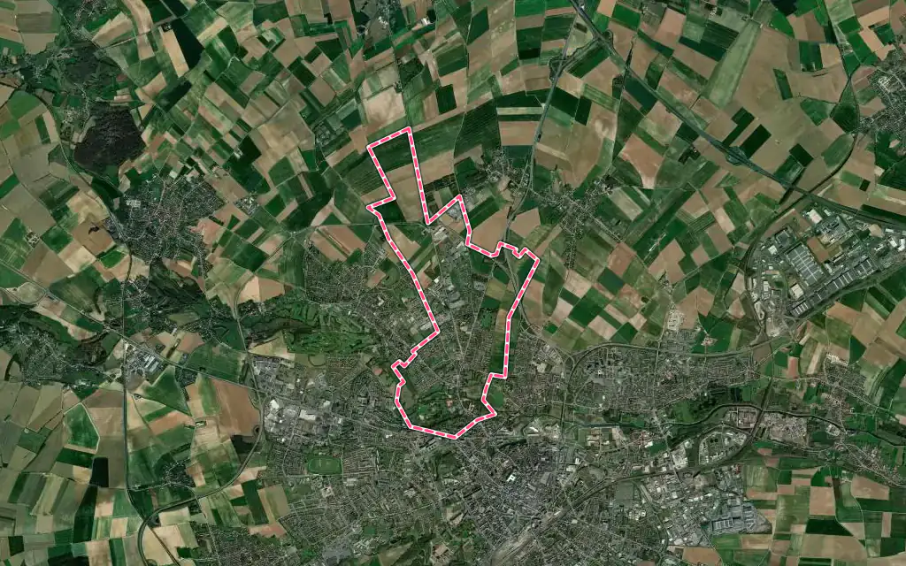 Vue satellite de Sainte-Catherine avec ses contours administratifs