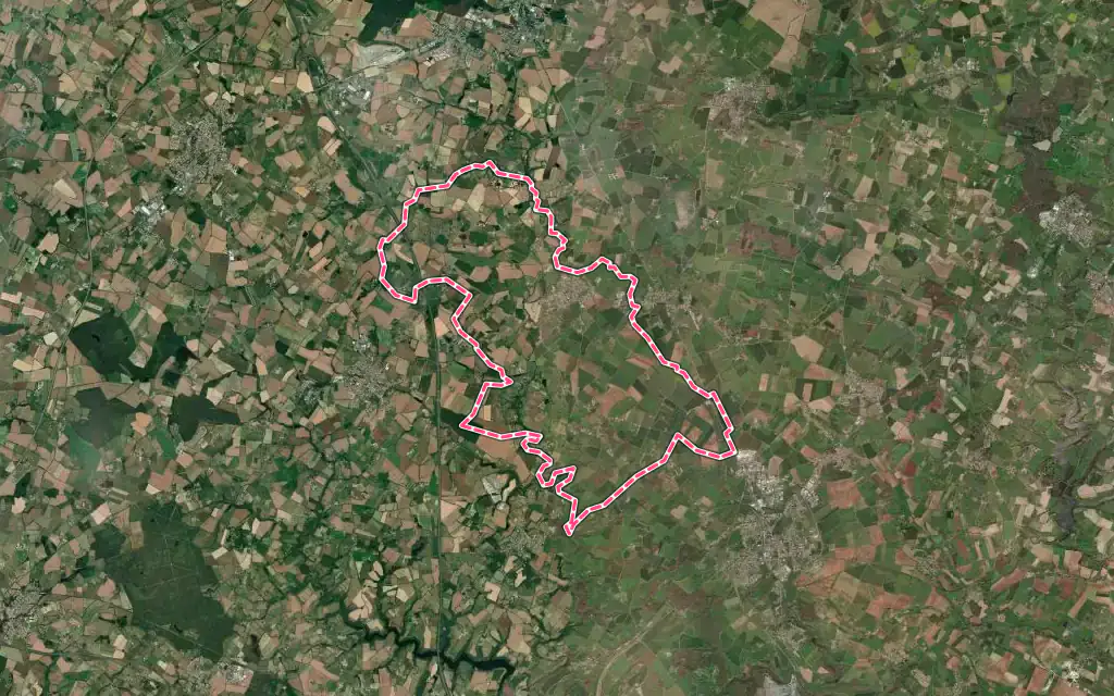 Vue satellite de Sainte-Cécile avec ses contours administratifs