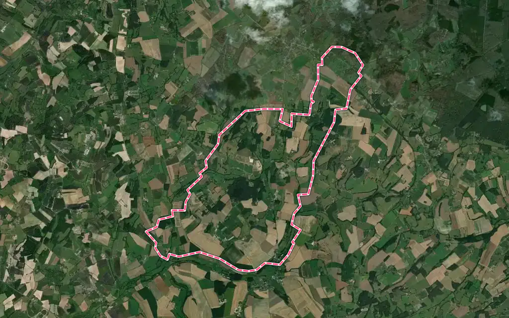 Vue satellite de Sainte-Céronne-lès-Mortagne avec ses contours administratifs