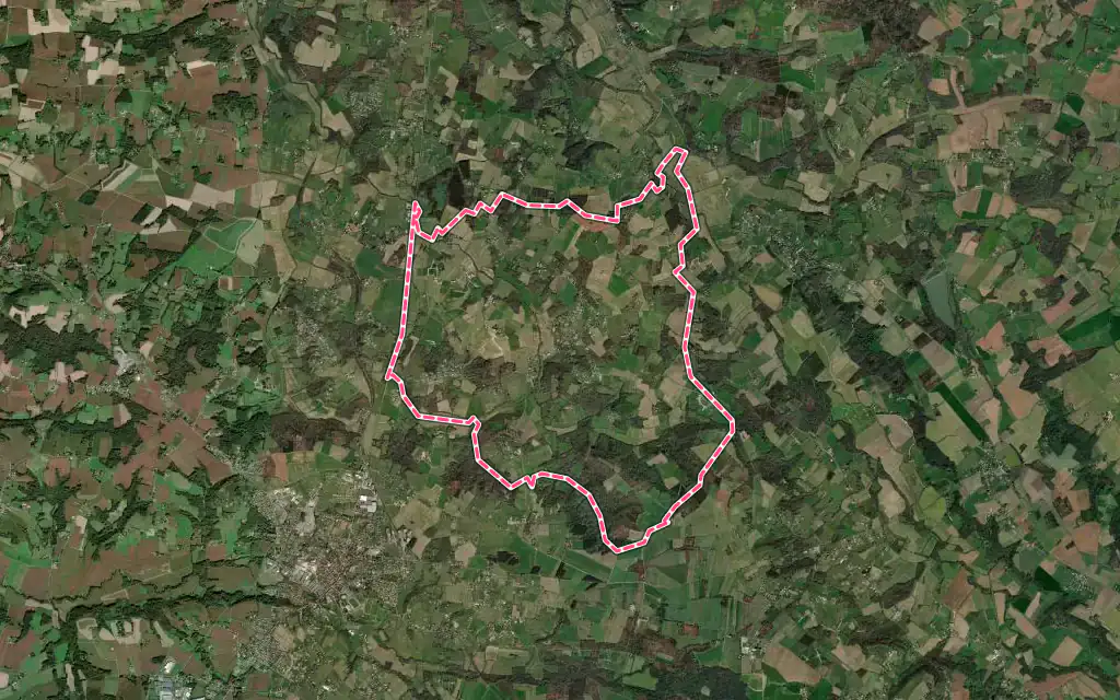 Vue satellite de Sainte-Colombe avec ses contours administratifs
