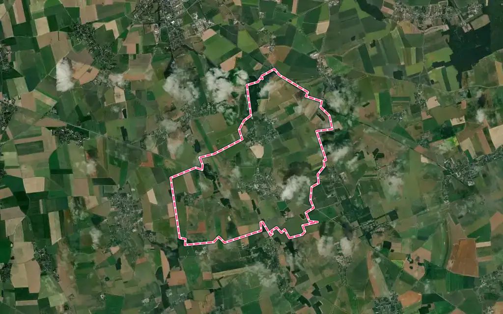 Vue satellite de Sainte-Colombe-la-Commanderie avec ses contours administratifs