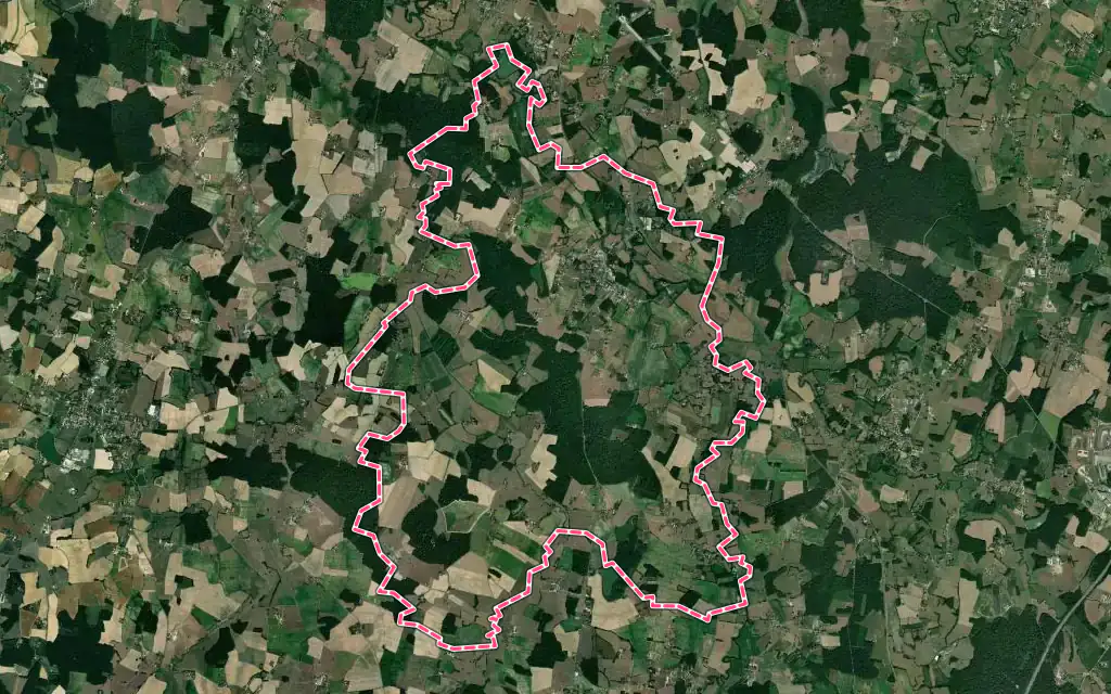 Vue satellite de Sainte-Croix-en-Bresse avec ses contours administratifs