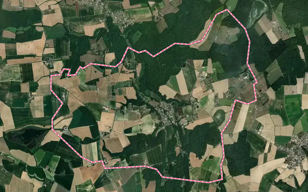 Vue satellite de Sainte-Croix avec ses contours administratifs