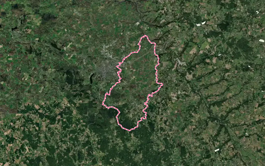 Vue satellite de Sainte-Feyre avec ses contours administratifs
