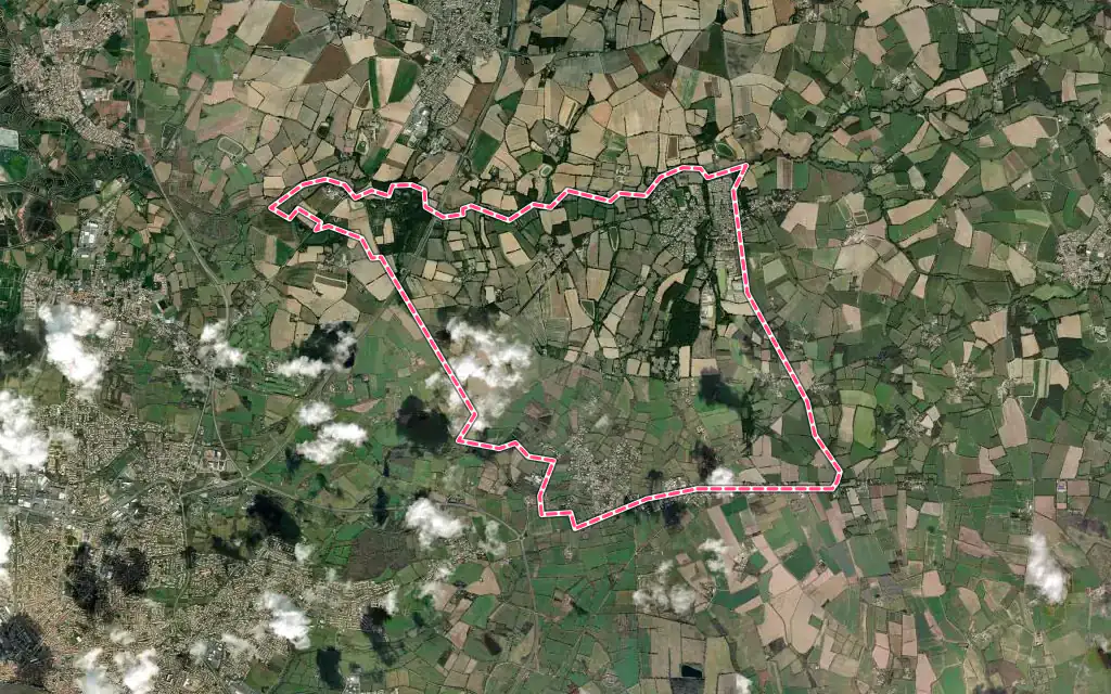Vue satellite de Sainte-Foy avec ses contours administratifs
