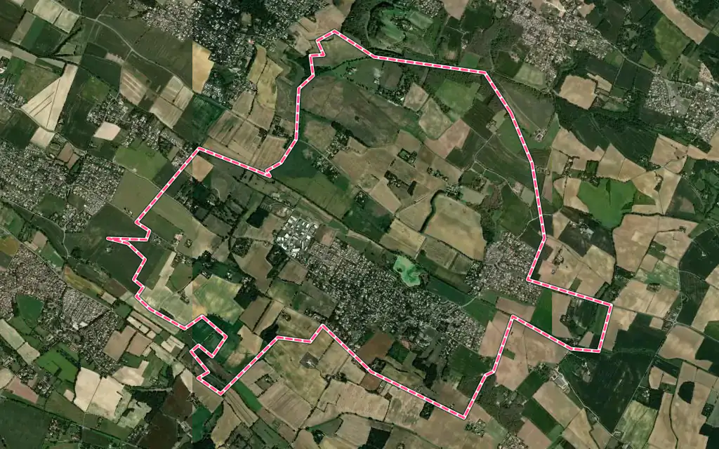 Vue satellite de Sainte-Foy-d'Aigrefeuille avec ses contours administratifs