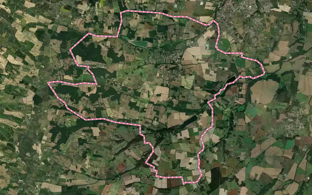 Vue satellite de Sainte-Foy-de-Peyrolières avec ses contours administratifs