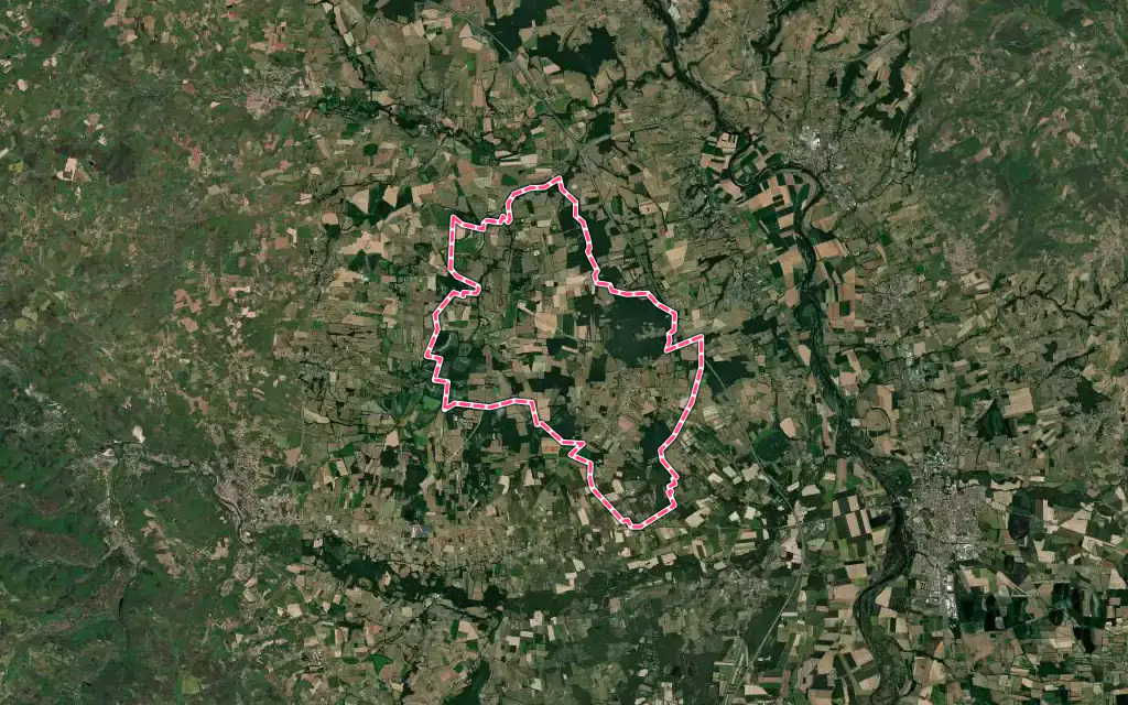 Vue satellite de Sainte-Foy-Saint-Sulpice avec ses contours administratifs