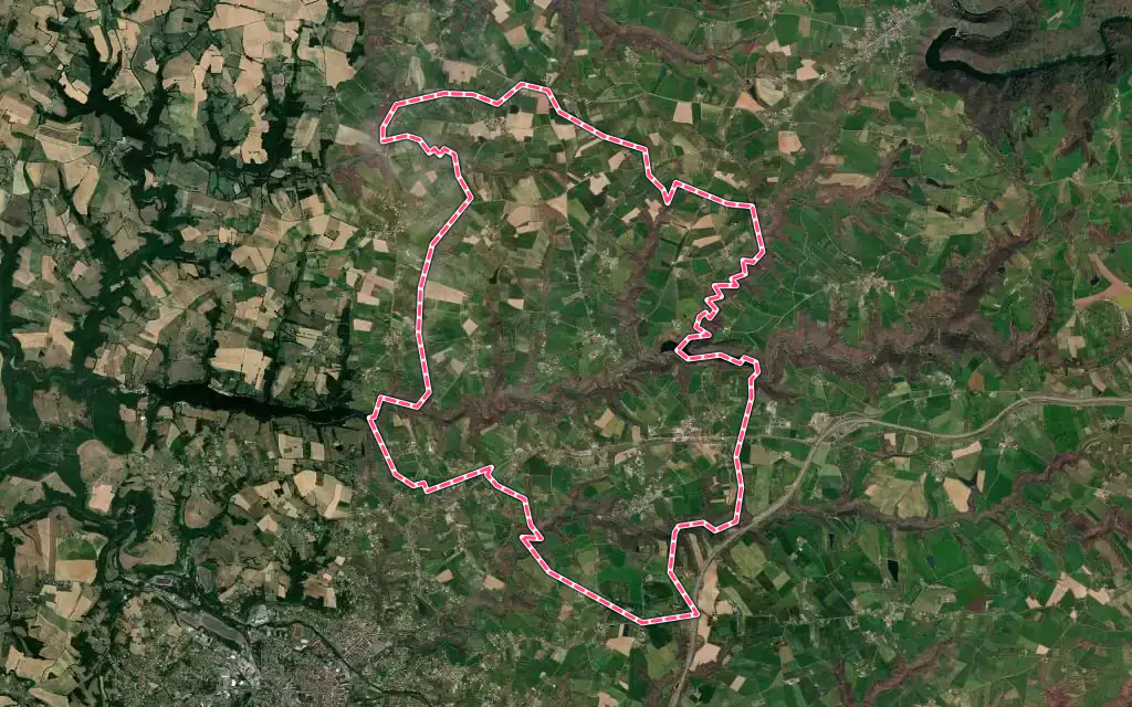 Vue satellite de Sainte-Gemme avec ses contours administratifs