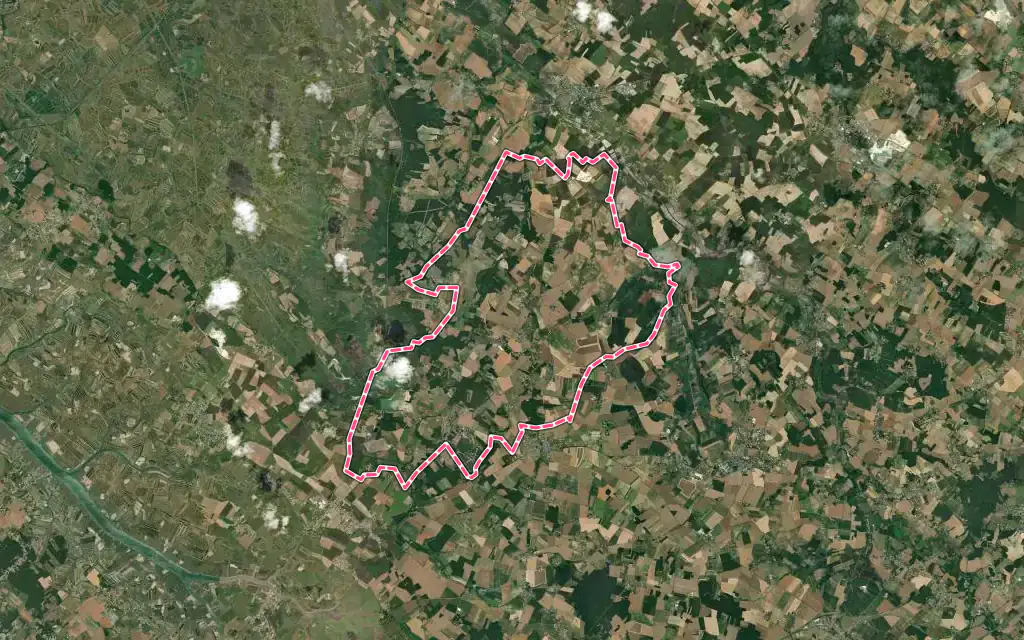 Vue satellite de Sainte-Gemme avec ses contours administratifs
