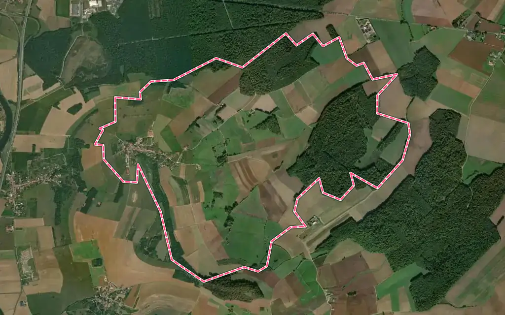 Vue satellite de Sainte-Geneviève avec ses contours administratifs