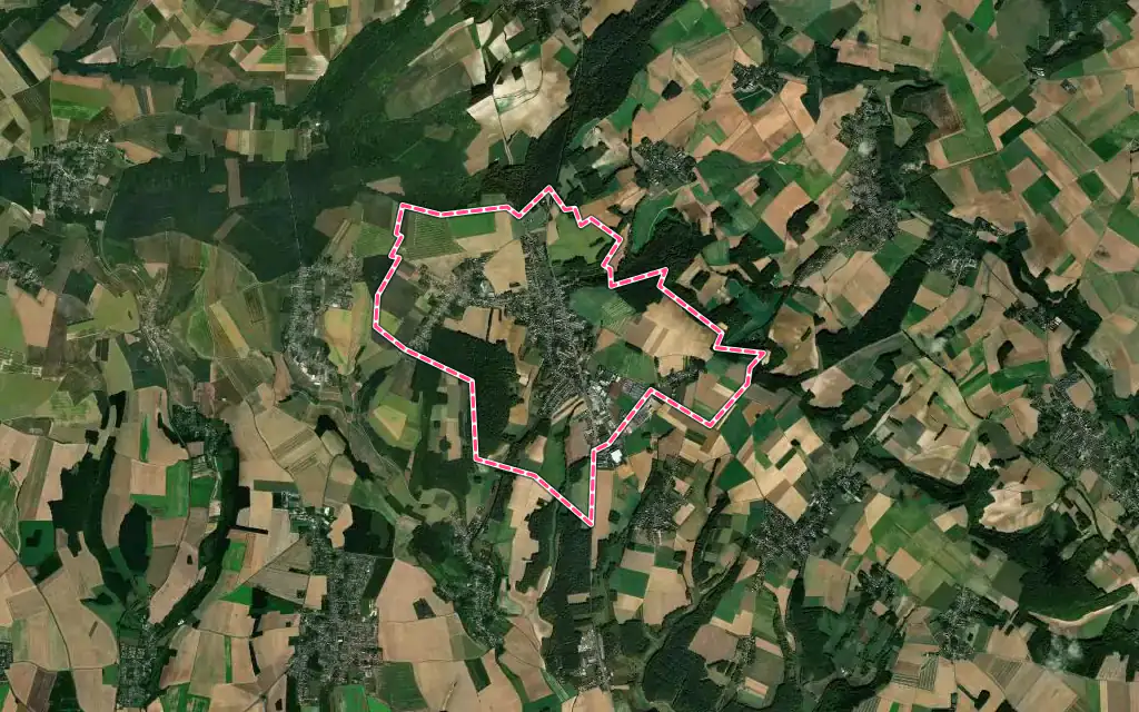Vue satellite de Sainte-Geneviève avec ses contours administratifs