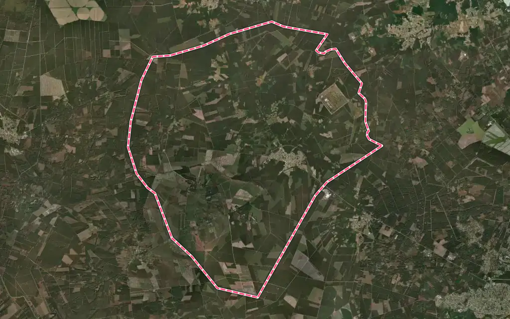 Vue satellite de Sainte-Hélène avec ses contours administratifs