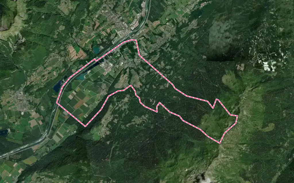 Vue satellite de Sainte-Hélène-sur-Isère avec ses contours administratifs