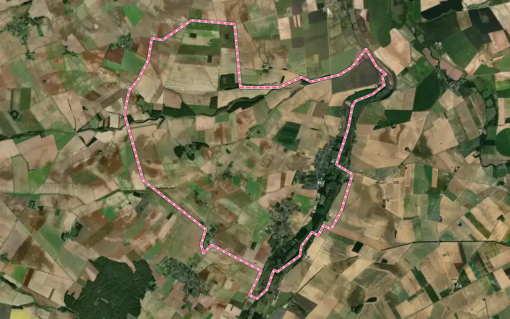 Vue satellite de Sainte-Lizaigne avec ses contours administratifs