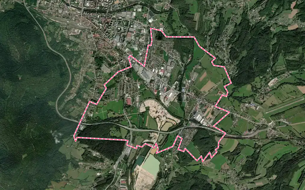 Vue satellite de Sainte-Marguerite avec ses contours administratifs