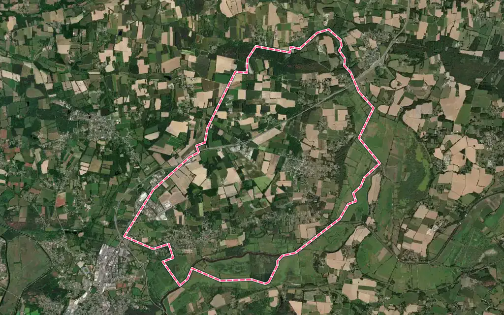 Vue satellite de Sainte-Marie avec ses contours administratifs
