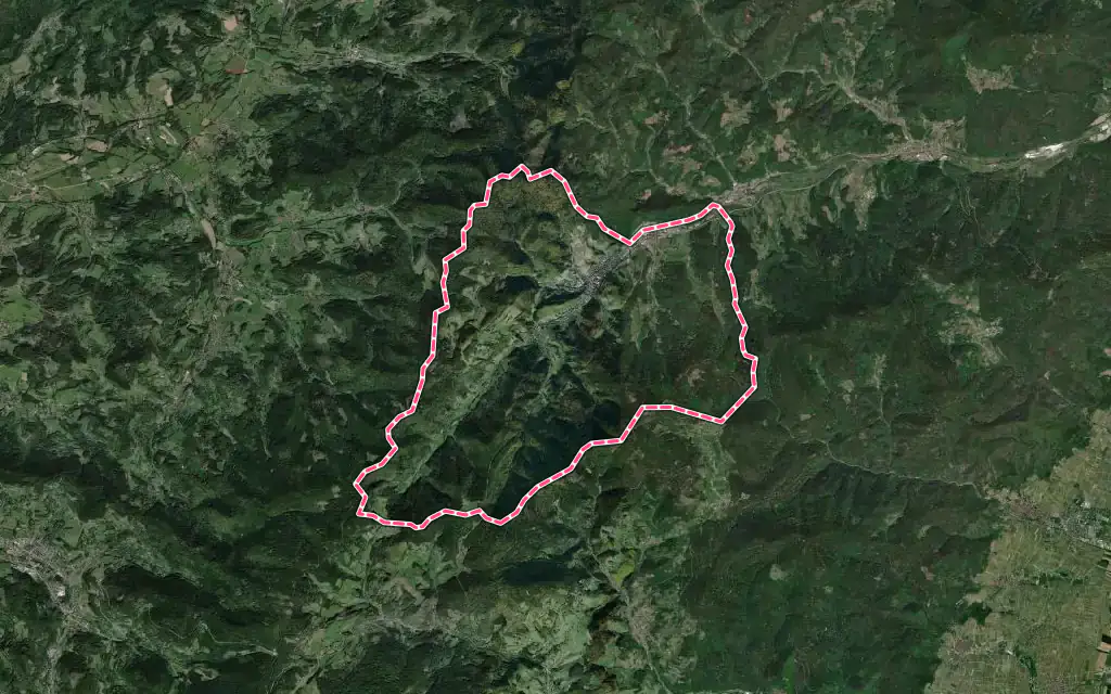 Vue satellite de Sainte-Marie-aux-Mines avec ses contours administratifs