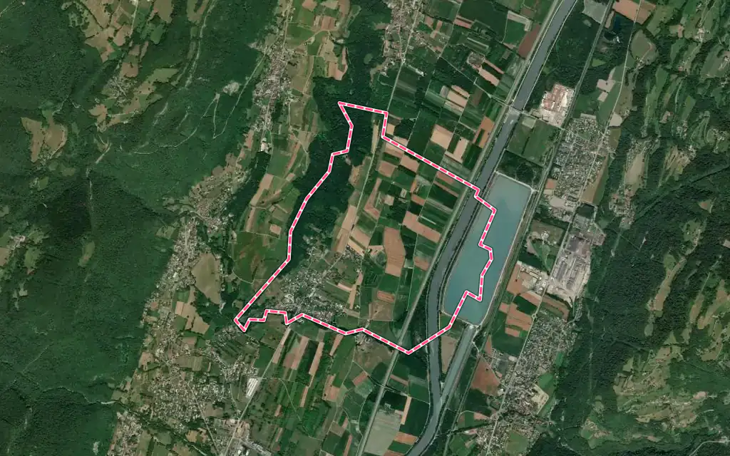 Vue satellite de Sainte-Marie-d'Alloix avec ses contours administratifs